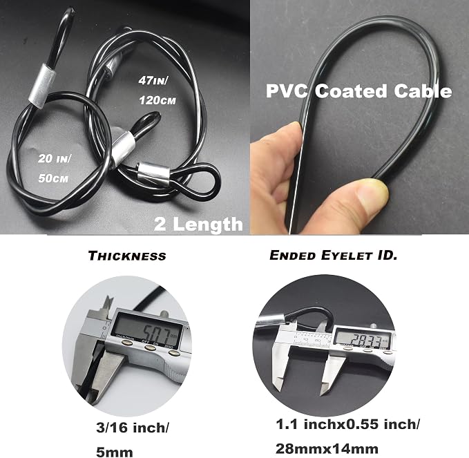 4 pcs 20 inch 5mm Thickness Galvanized Steel Wire Rope Lanyard Cable Tether - Image 2