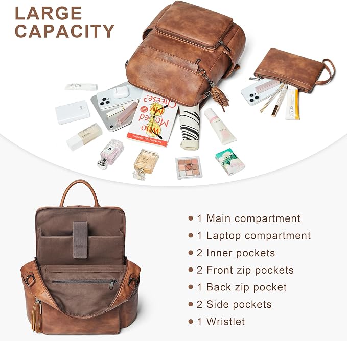 Shrrie Vegan Leather Laptop Backpack - Image 3