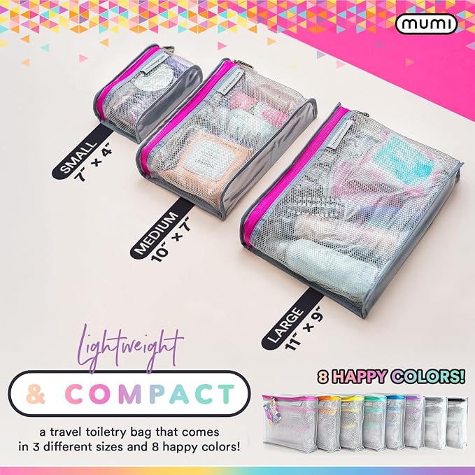 MUMI Travel Toiletry Bag Set of 3 – Clear TSA Approved Toiletry Bags - Image 8