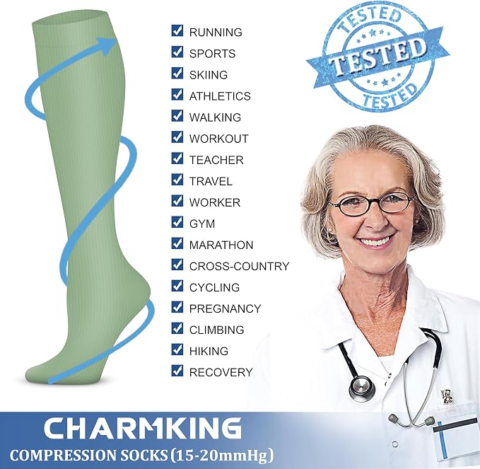 CHARMKING Compression Socks for Women & Men Circulation 15-20 mmHg is Best - Image 5