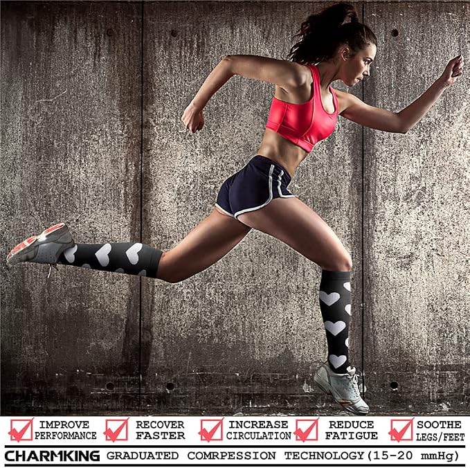 CHARMKING Compression Socks for Women & Men Circulation 15-20 mmHg is Best - Image 2