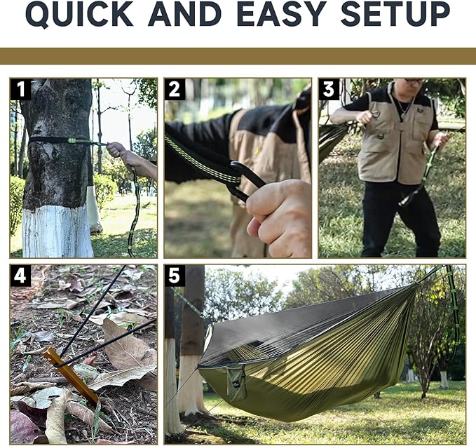 Camping Hammock with Mosquito Net and Ridge Rope, Extra Large - Image 5