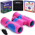 Binoculars for Kids, Girls or Boys Real Kids Binoculars in Vibrant Pink Blue by Noptix