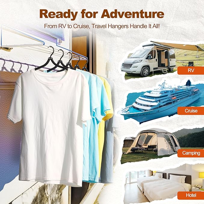 HOUSE DAY Foldable Travel Hangers 10 Pack w/10 Clips, Cruise Essentials 2025 - Image 3