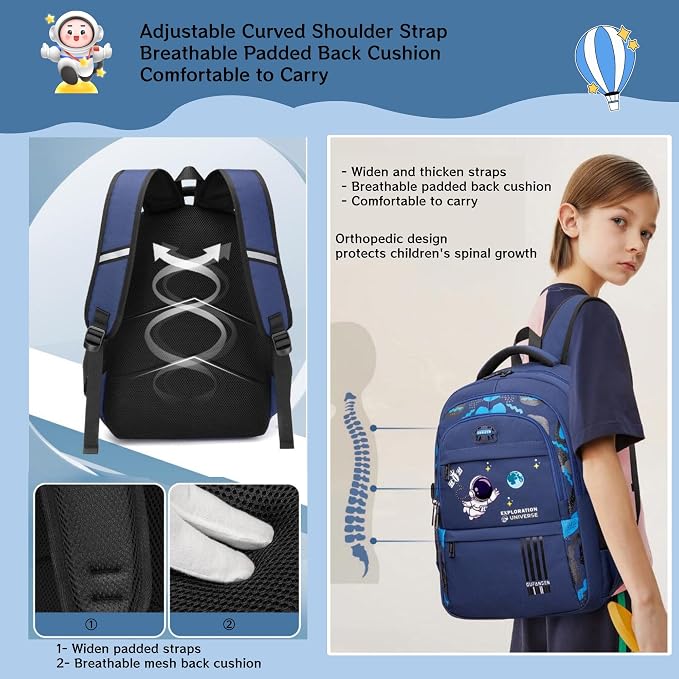 MITOWERMI Astronaut Backpack for Boys School Bags Space Kids Backpack for - Image 5
