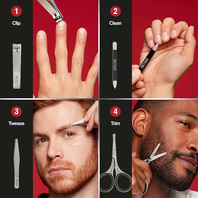 Revlon Men's Grooming Kit, 5-Piece Travel Essentials Set, Includes Nail Clippers - Image 4