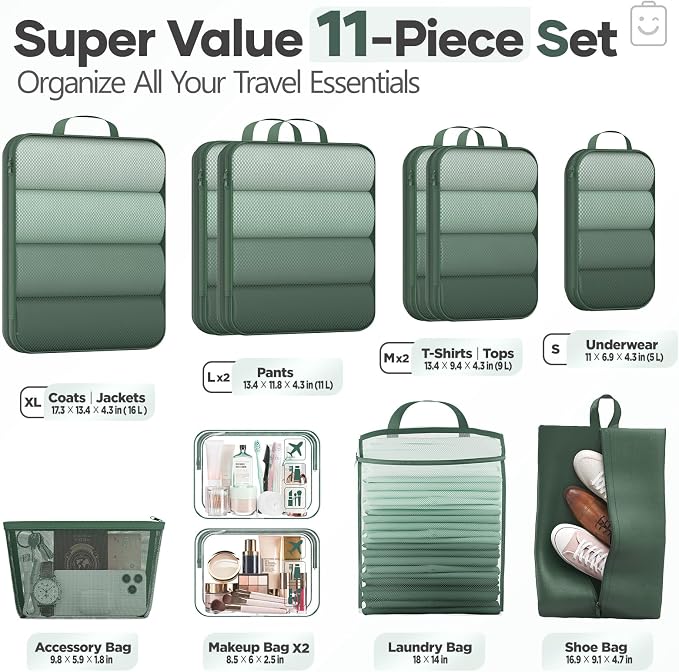 Veken 11 Set Compression Packing Cubes - Image 2