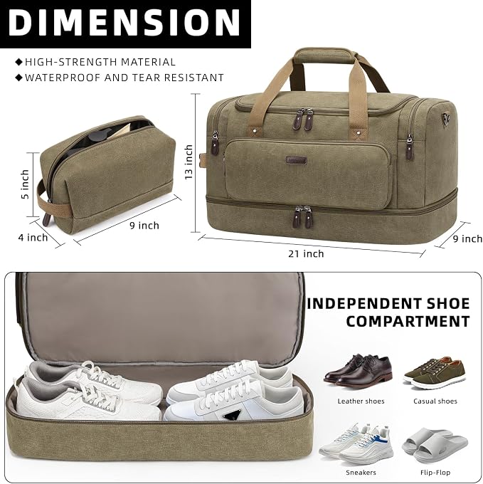 ZOMFELT Duffle Bag for travel, 40L Canvas Travel Duffel Bags for Men Women - Image 3