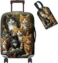 Luggage Cover + Tag, Cats Family Travel Suitcase Protector by BWEGRHE