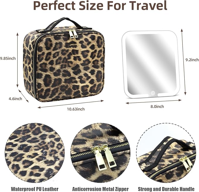 Makeup Bag with Magnetic Detachable Lighted Mirror, Travel Makeup Bag with - Image 3