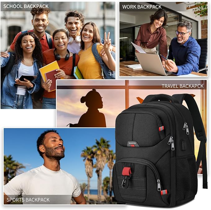 Black Backpack for Men Women, School Backpack for Boys Girls Teens, Backpacks - Image 5