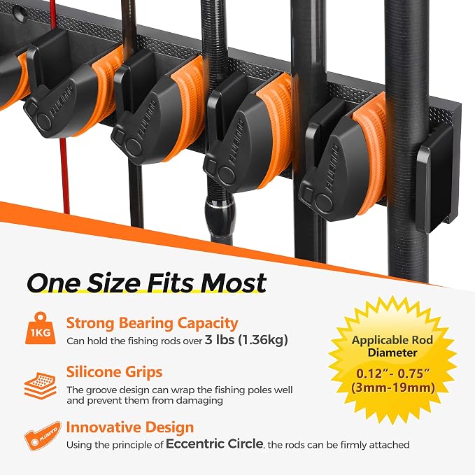 PLUSINNO V9 Vertical Fishing Rod Holders, 2 Packs Wall Mounted Fishing Pole - Image 3