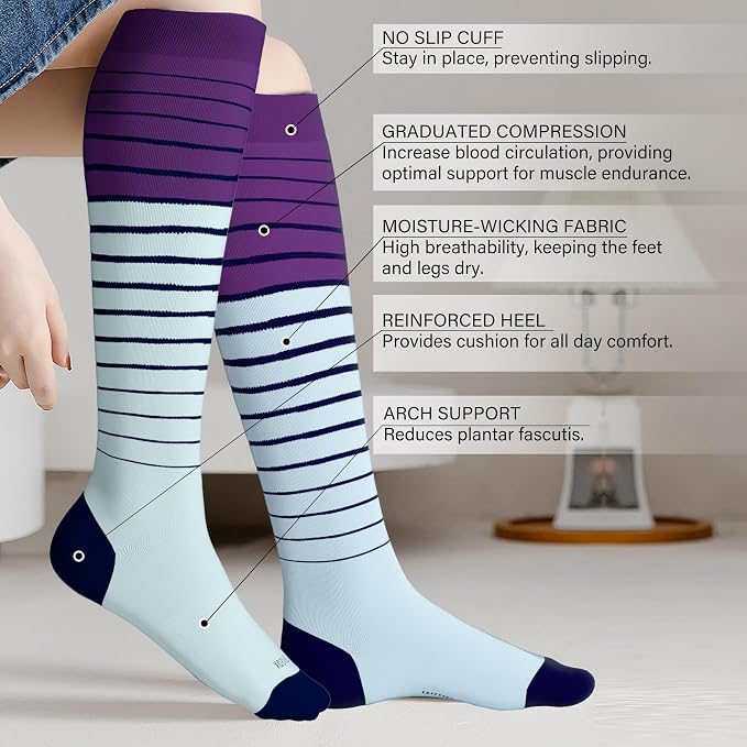 LEVSOX Compression Socks for Pregnant Women 20-30 mmHg Knee High Cute Funny - Image 2