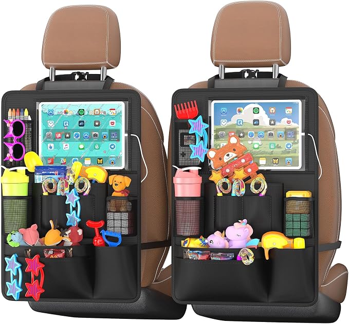 Backseat Car Organizer with Touch Screen, Kick Mats Back Seat Protector with 10 by Oneyus