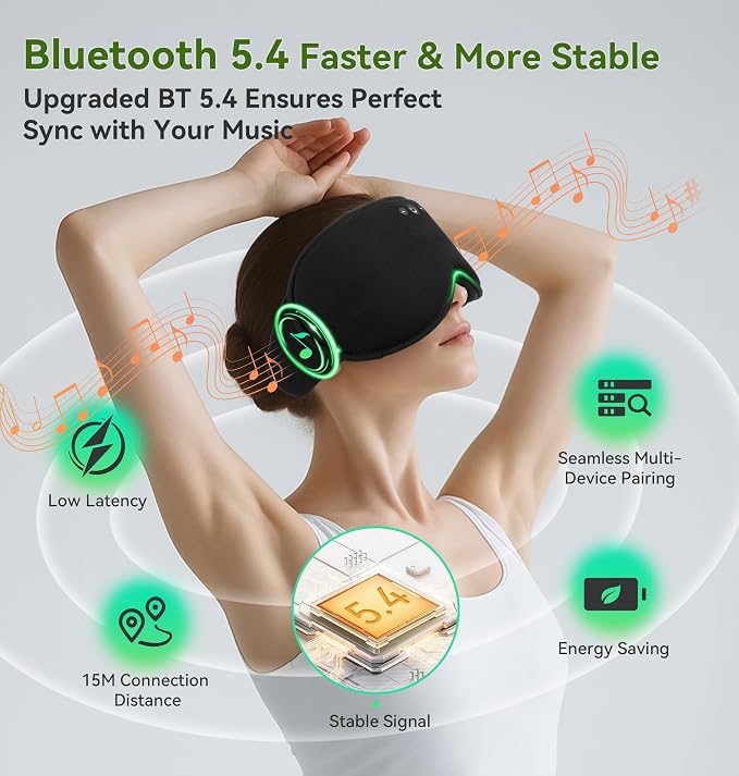 LC-dolida Bamboo Cotton Weighted Bluetooth Sleep Masks, 3D Weighted Sleep Masks - Image 6