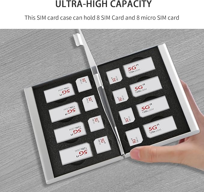 Aluminum SIM Card Case, 16Slots Ultrathin SIM Card Holder, Fit - Image 2