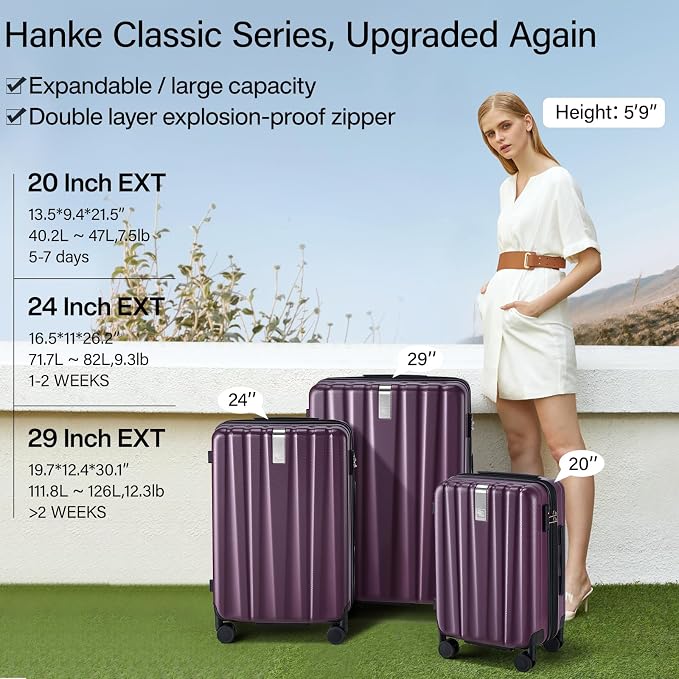 Hanke 29 Inch Expandable Checked Luggage Lightweight PC Hard Shell Luggage - Image 2