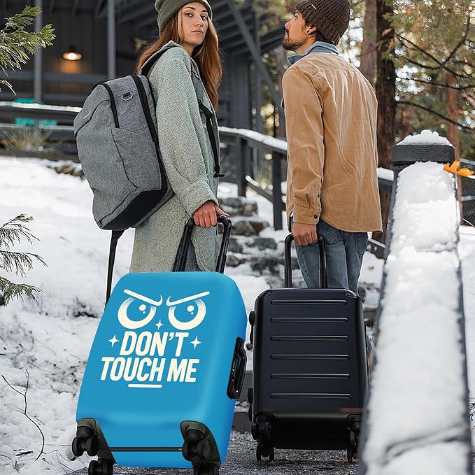 ANNA QUEEN Funny “Don’t Touch Me” Luggage Cover, Bold Blue Suitcase Protector - Image 2