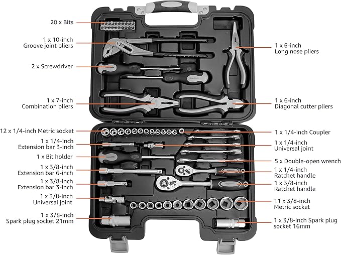 Amazon Basics 65-Piece General Household Home Repair and Mechanic's Hand Tool - Image 2