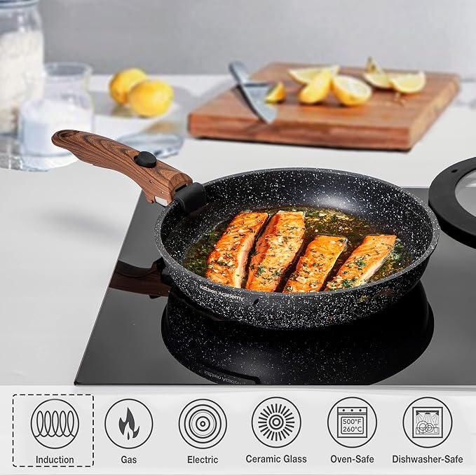 Kitchen Academy Removable Handle Induction Pots and Pans Set - Image 3