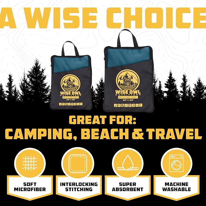 Wise Owl Outfitters Microfiber Camping Towel - Image 2