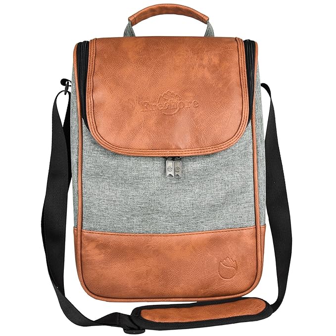 2 Bottle Wine Set Leather Insulated Bag As Gift by Freshore