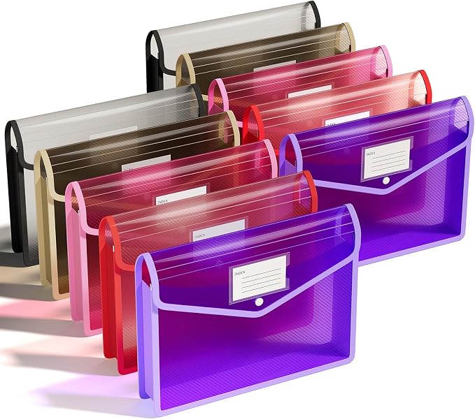 ThinkTex Plastic Expanding File Folder, Transparent Envelopes by ThinkTex