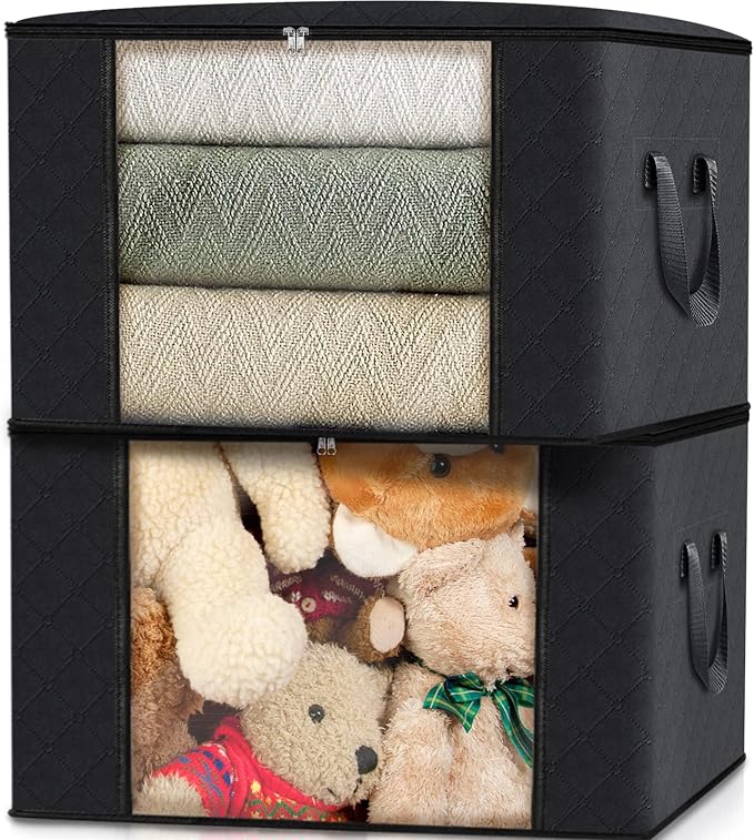 Fab totes 4 Pack Clothes Storage, Foldable Thick Fabric Blanket Storage Bags - Image 5