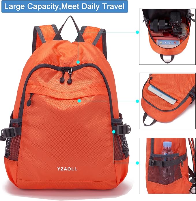 YZAOLL Small Lightweight Packable Hiking Backpack, 20L Hiking Backpack Day Pack - Image 4