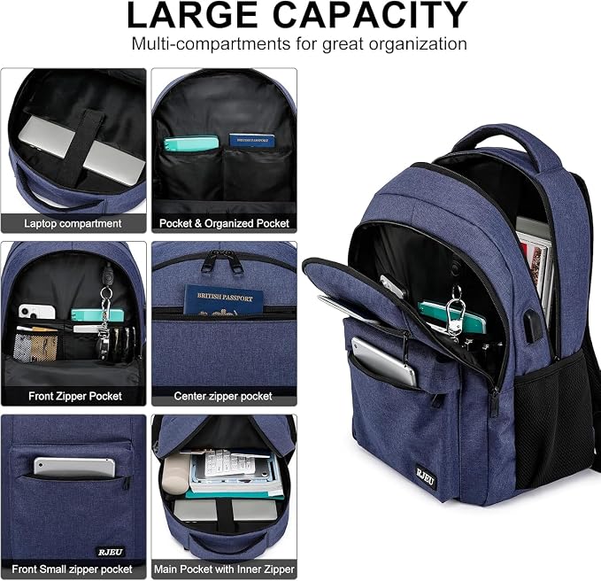 School Backpack for Teen Boys, 17.3 Inch Laptop, USB Charging Port, Anti-Theft - Image 2