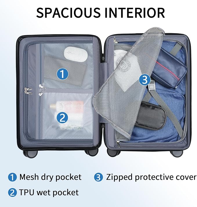 KROSER Hardside Expandable Carry On Luggage 22x14x9 Airline Approved - Image 3