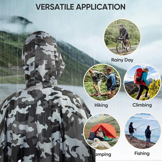 PTEROMY Hooded Rain Poncho for Adult - Image 6