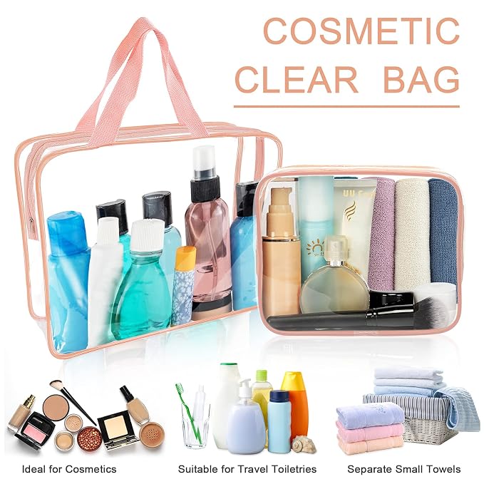 APREUTY Clear Makeup Bags, TSA Approved 6 Pcs Cosmetic Makeup Bags Set Clear PVC - Image 2