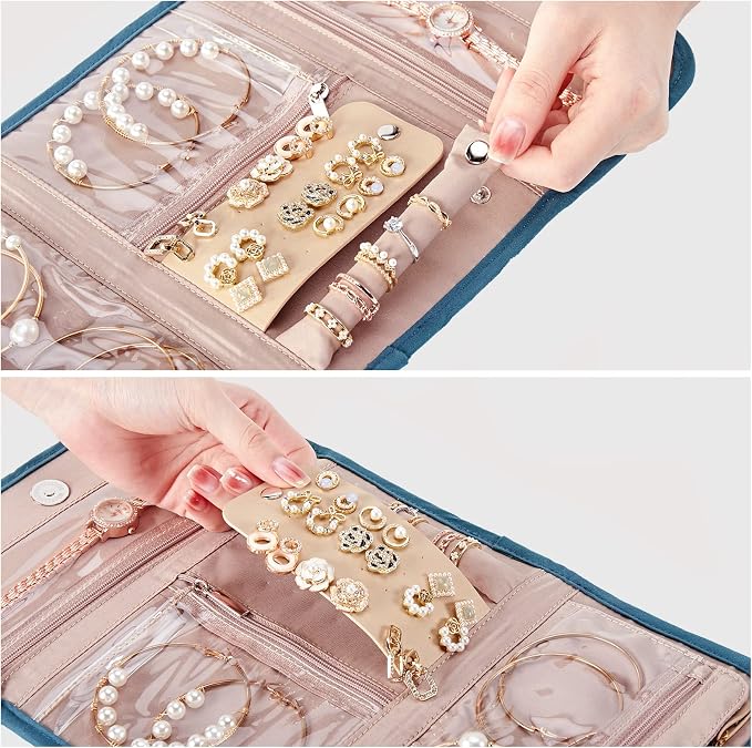 BELALIFE Travel Jewelry Case Organizer, Foldable Jewelry Storage Roll - Image 3