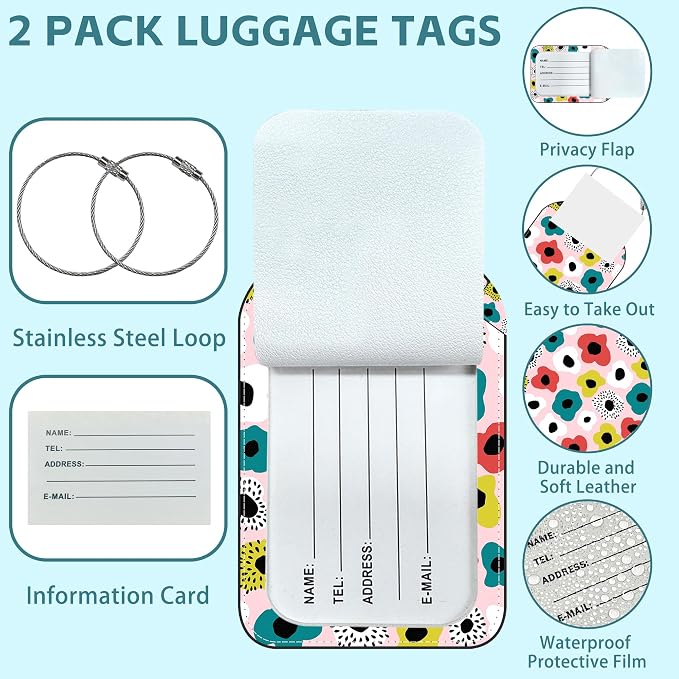Retro Style Flowers Luggage Tag - Image 2