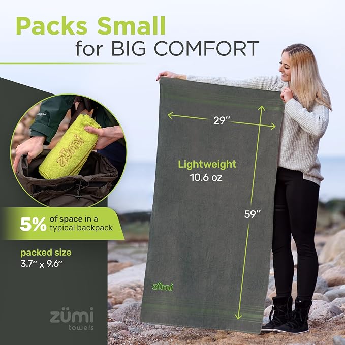 Zumi 100% Cotton Quick Dry Large Travel Towel - Image 4