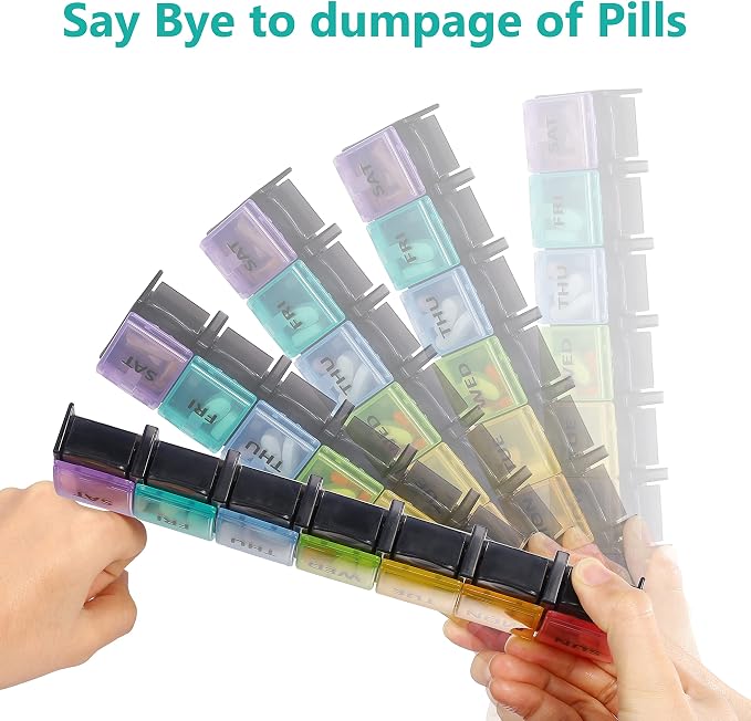 Fullicon Weekly Pill Box Organizer, 7 Day Tablet Boxes - Image 5
