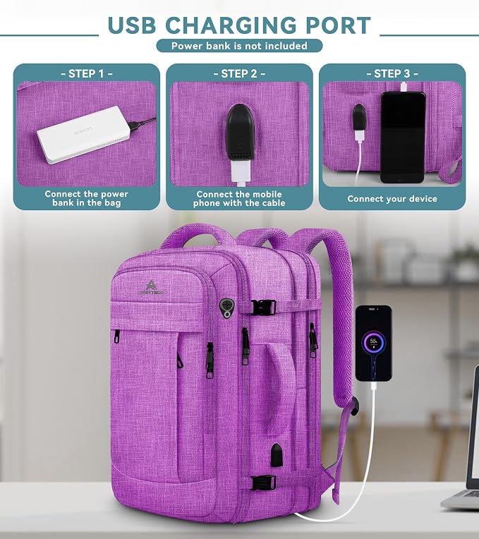 60L Carry On Backpack, Extra Large Laptop Backpack, Big Capacity Travel Backpack - Image 5