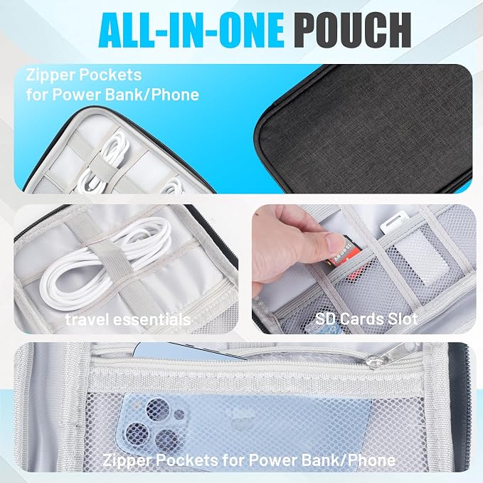 Travel Cable Organizer Bag, Electronics Organizer Tech Pouch - Image 3