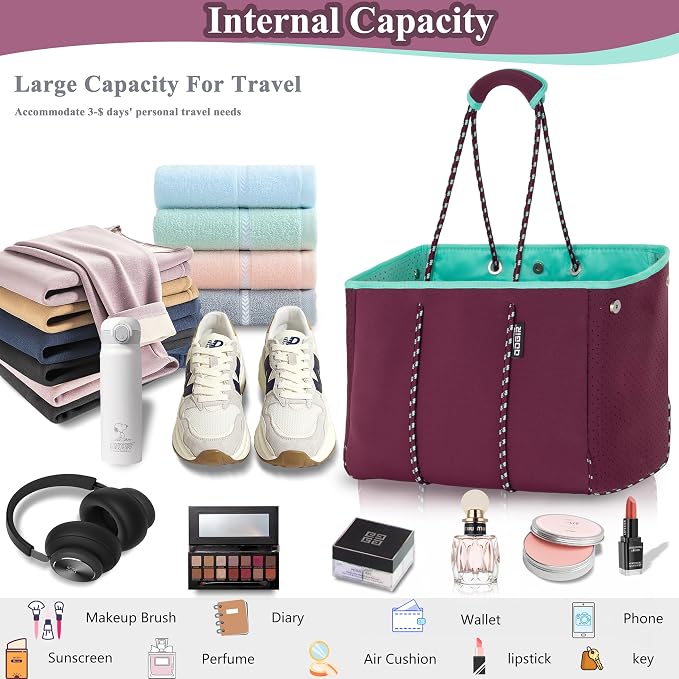 QOGiR Neoprene Multipurpose Beach Bag Tote - Image 3