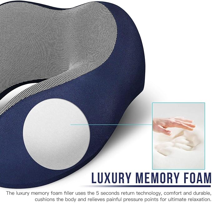 MLVOC Travel Pillow 100% Pure Memory Foam Neck Pillow, Comfortable & Breathable - Image 4