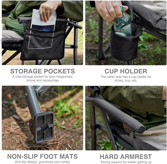EVER ADVANCED Padded Oversized Folding Camping Chair - Image 5