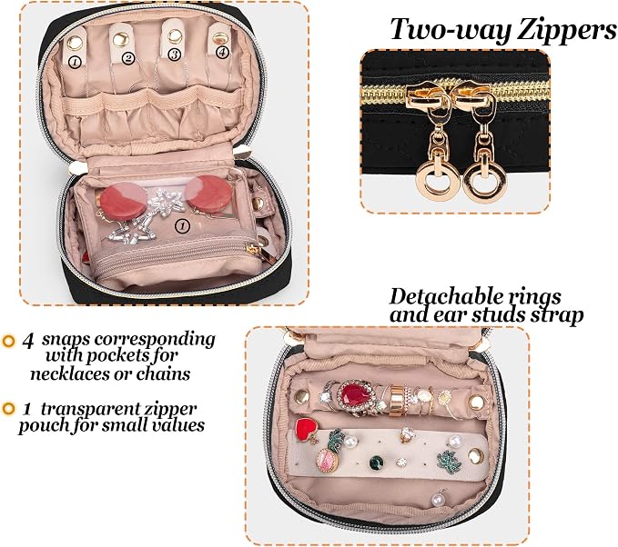 Teamoy Mini Jewelry Travel Case, Storage Organizer Bag - Image 4