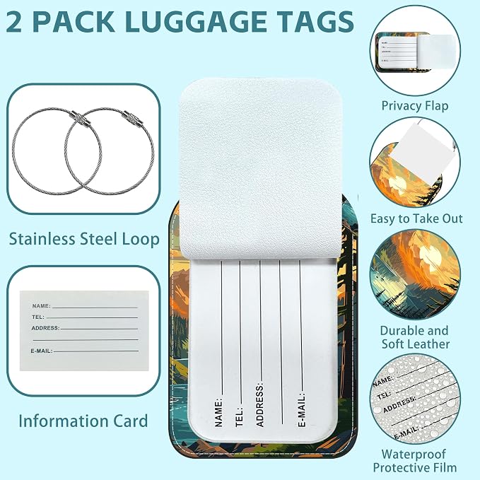Vintage Mountain and Lake Luggage Tag - Image 2