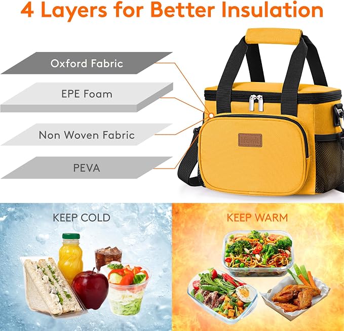 Lifewit Medium Lunch Bag Insulated Lunch Box Soft Cooler Cooling Tote - Image 2