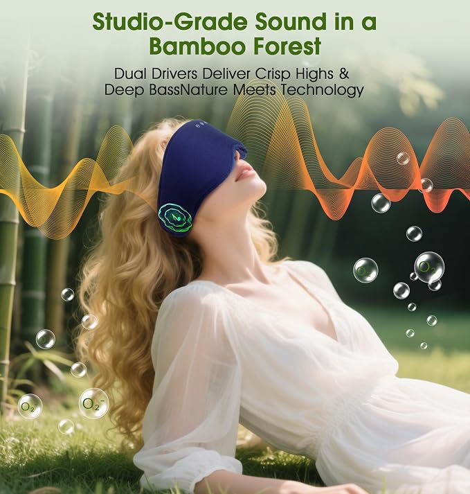 LC-dolida Bamboo Cotton Bluetooth Sleep Mask, 2 in 1 3D Soft Sleep Mask - Image 6