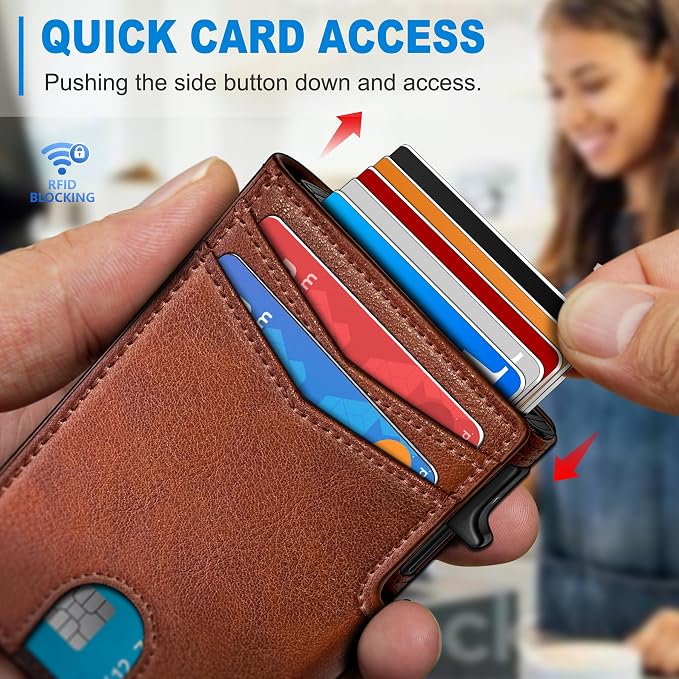 Men Wallet, with Money Clip Coins Pocket ID Window, Slim Front Pocket RFID - Image 5