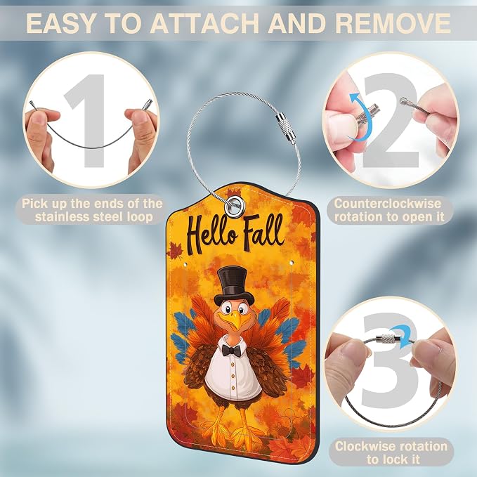 Hello Fall Turkey Set of 2 Luggage Tags - Image 4