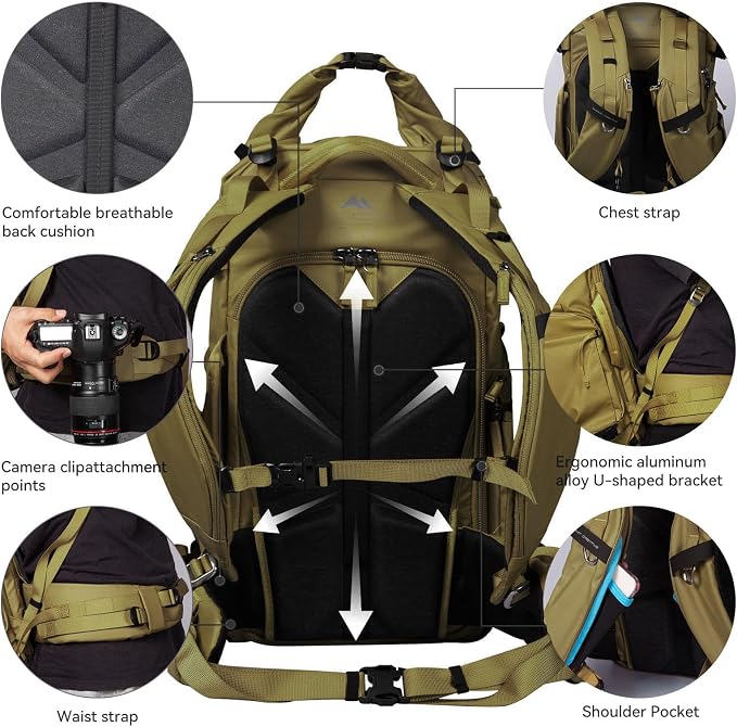 Tenzing 40L Camera Backpack, Waterproof Travel Photography Bag - Image 5