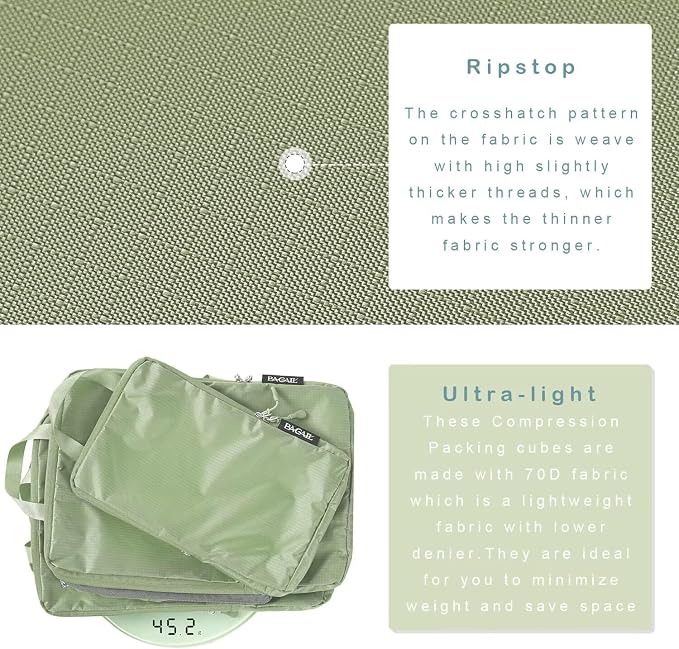 BAGAIL 6 Set Ultralight Compression Packing Cubes Packing Organizer - Image 4